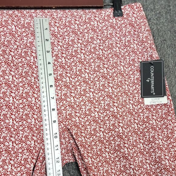 Counterparts Capri Pants Womens 10 Red White Floral Super Stretch Pull On - Picture 4 of 13